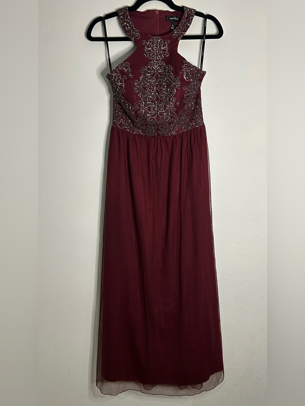 Speechless Burgundy Embellished Maxi Dress